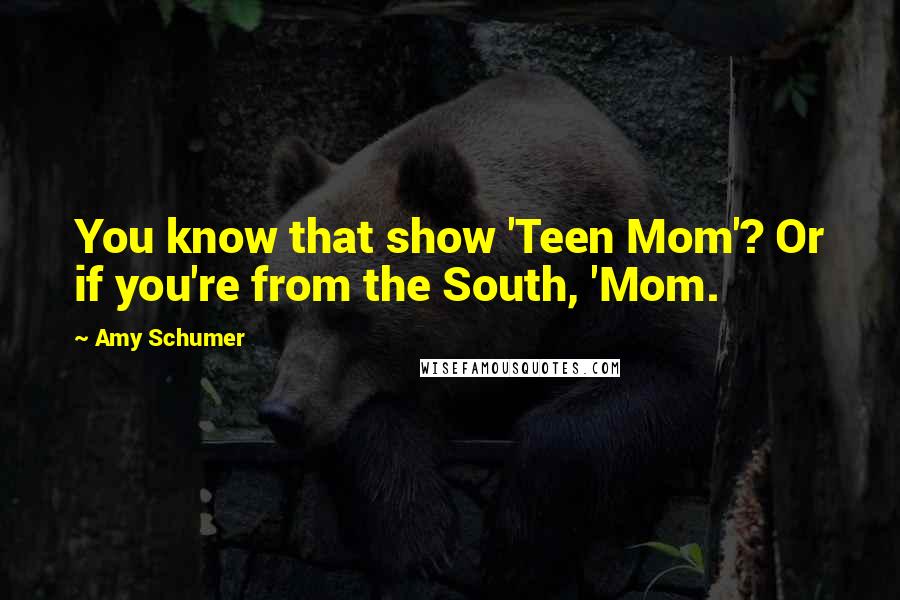 Amy Schumer Quotes: You know that show 'Teen Mom'? Or if you're from the South, 'Mom.