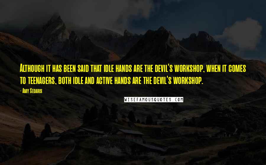 Amy Sedaris Quotes: Although it has been said that idle hands are the devil's workshop, when it comes to teenagers, both idle and active hands are the devil's workshop.