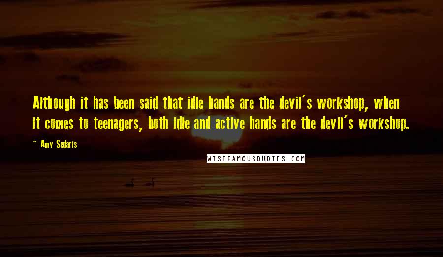 Amy Sedaris Quotes: Although it has been said that idle hands are the devil's workshop, when it comes to teenagers, both idle and active hands are the devil's workshop.