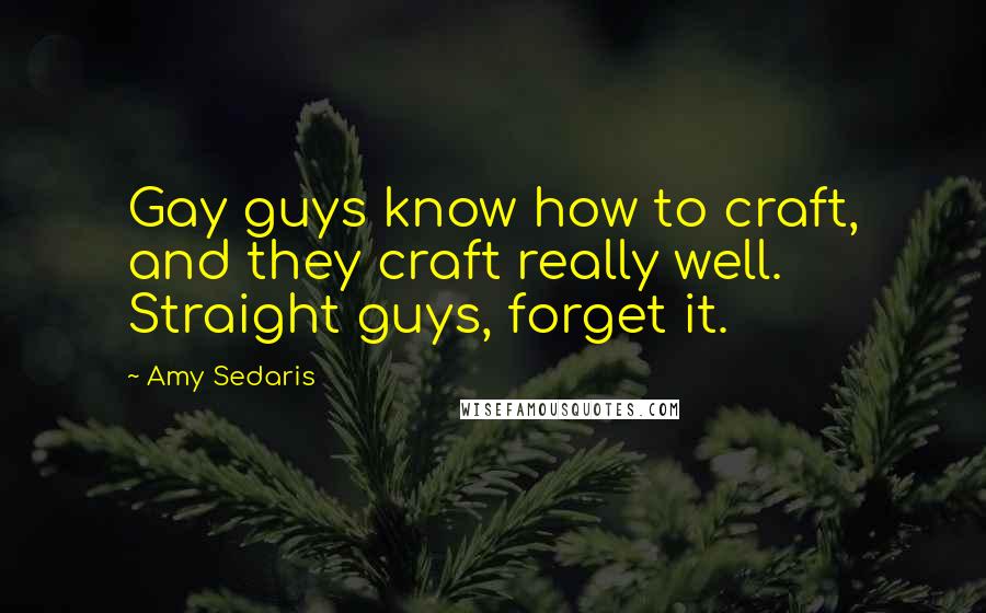 Amy Sedaris Quotes: Gay guys know how to craft, and they craft really well. Straight guys, forget it.