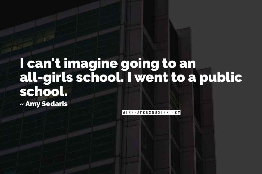 Amy Sedaris Quotes: I can't imagine going to an all-girls school. I went to a public school.