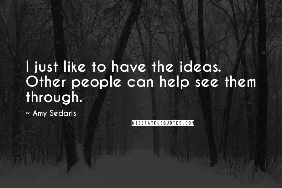 Amy Sedaris Quotes: I just like to have the ideas. Other people can help see them through.