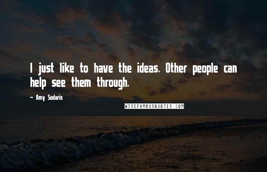 Amy Sedaris Quotes: I just like to have the ideas. Other people can help see them through.