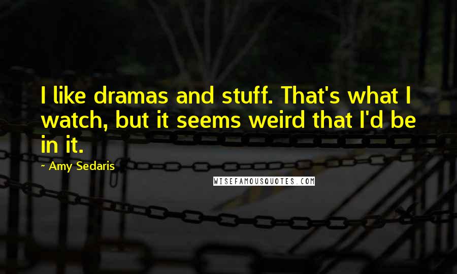 Amy Sedaris Quotes: I like dramas and stuff. That's what I watch, but it seems weird that I'd be in it.