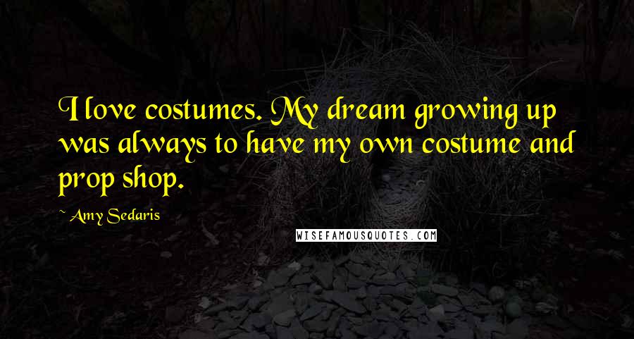 Amy Sedaris Quotes: I love costumes. My dream growing up was always to have my own costume and prop shop.