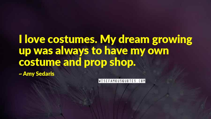Amy Sedaris Quotes: I love costumes. My dream growing up was always to have my own costume and prop shop.
