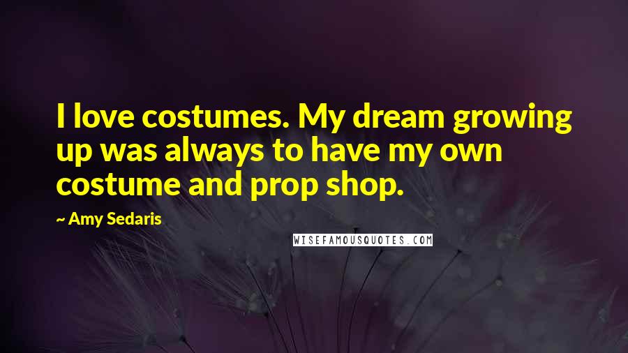 Amy Sedaris Quotes: I love costumes. My dream growing up was always to have my own costume and prop shop.