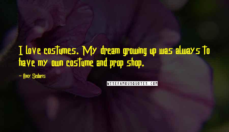 Amy Sedaris Quotes: I love costumes. My dream growing up was always to have my own costume and prop shop.