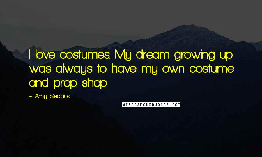 Amy Sedaris Quotes: I love costumes. My dream growing up was always to have my own costume and prop shop.