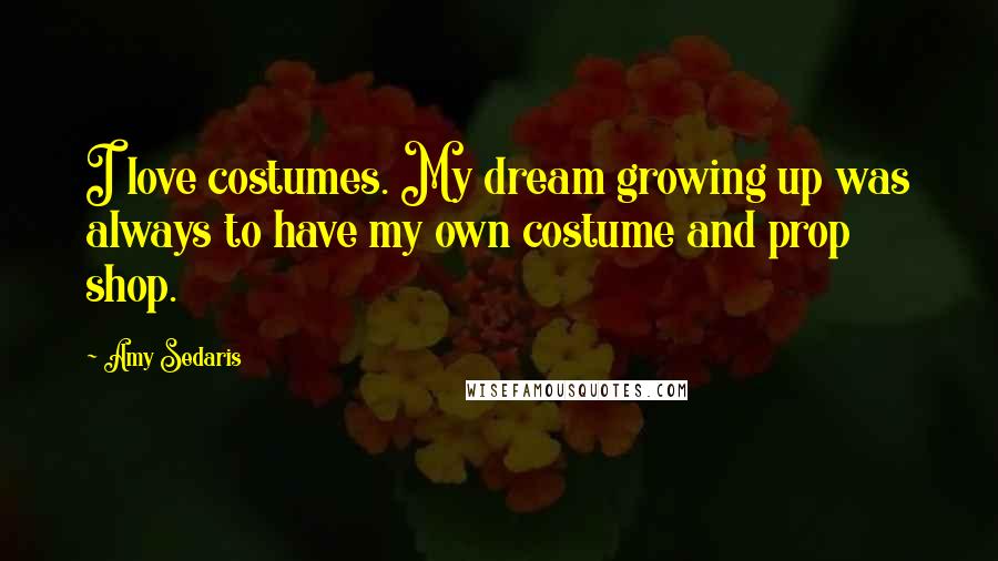 Amy Sedaris Quotes: I love costumes. My dream growing up was always to have my own costume and prop shop.