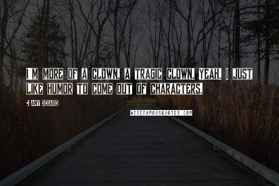Amy Sedaris Quotes: I'm more of a clown, a tragic clown. Yeah. I just like humor to come out of characters.