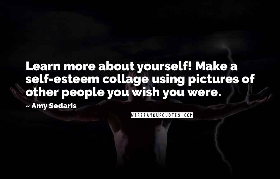 Amy Sedaris Quotes: Learn more about yourself! Make a self-esteem collage using pictures of other people you wish you were.