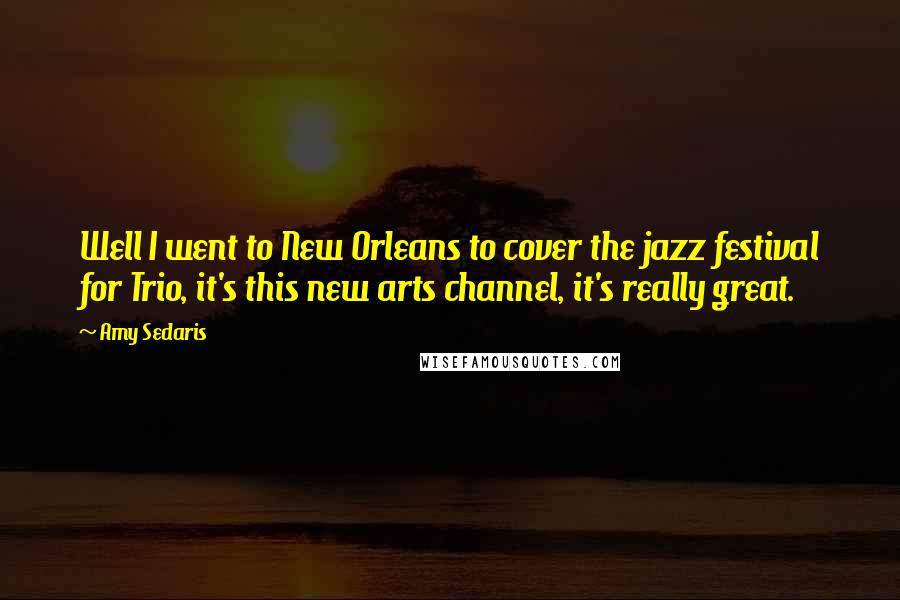 Amy Sedaris Quotes: Well I went to New Orleans to cover the jazz festival for Trio, it's this new arts channel, it's really great.