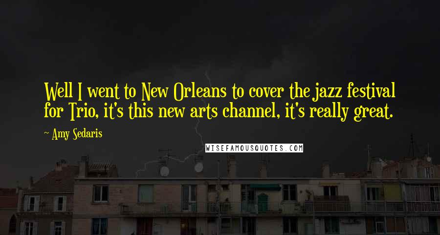 Amy Sedaris Quotes: Well I went to New Orleans to cover the jazz festival for Trio, it's this new arts channel, it's really great.