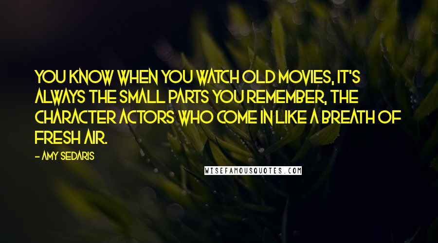 Amy Sedaris Quotes: You know when you watch old movies, it's always the small parts you remember, the character actors who come in like a breath of fresh air.