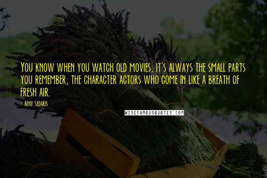Amy Sedaris Quotes: You know when you watch old movies, it's always the small parts you remember, the character actors who come in like a breath of fresh air.