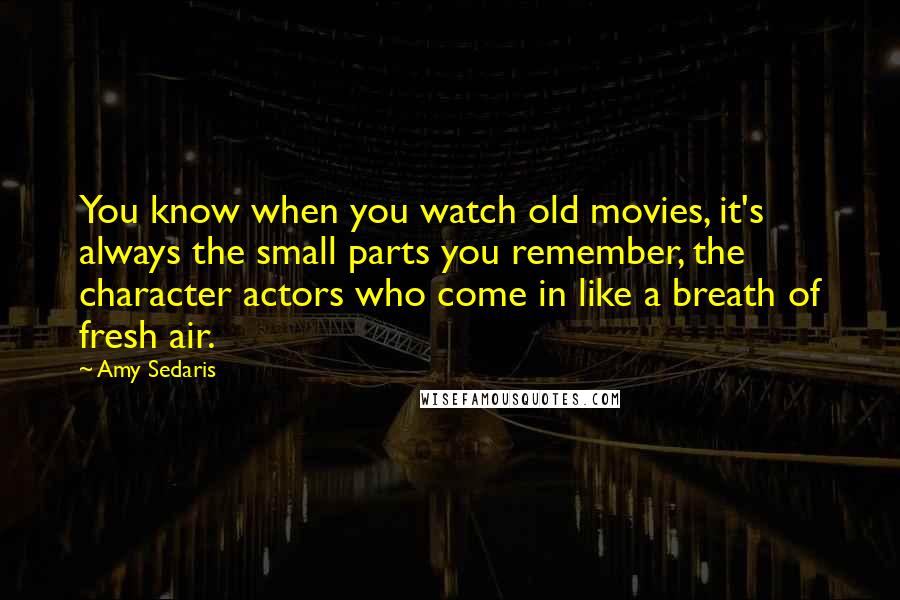 Amy Sedaris Quotes: You know when you watch old movies, it's always the small parts you remember, the character actors who come in like a breath of fresh air.