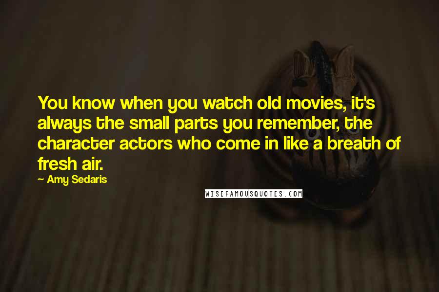Amy Sedaris Quotes: You know when you watch old movies, it's always the small parts you remember, the character actors who come in like a breath of fresh air.