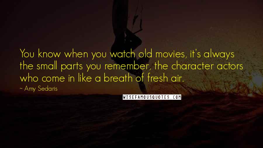 Amy Sedaris Quotes: You know when you watch old movies, it's always the small parts you remember, the character actors who come in like a breath of fresh air.