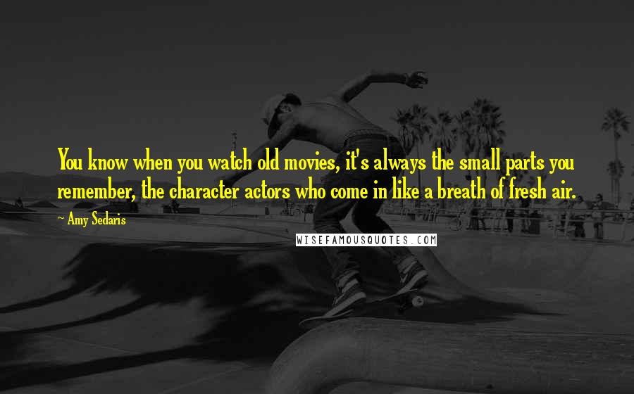 Amy Sedaris Quotes: You know when you watch old movies, it's always the small parts you remember, the character actors who come in like a breath of fresh air.