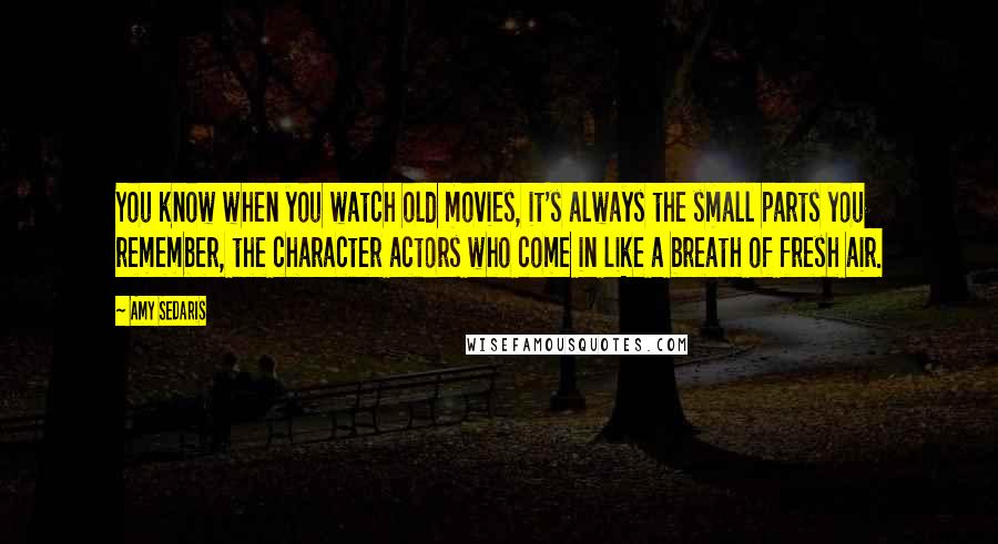 Amy Sedaris Quotes: You know when you watch old movies, it's always the small parts you remember, the character actors who come in like a breath of fresh air.