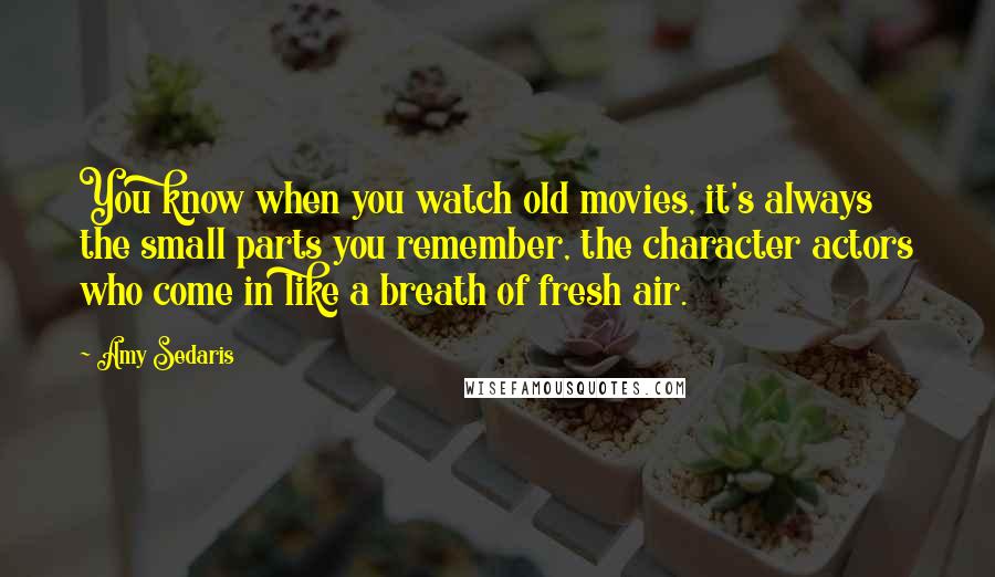Amy Sedaris Quotes: You know when you watch old movies, it's always the small parts you remember, the character actors who come in like a breath of fresh air.