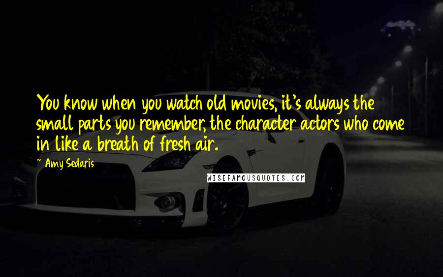 Amy Sedaris Quotes: You know when you watch old movies, it's always the small parts you remember, the character actors who come in like a breath of fresh air.