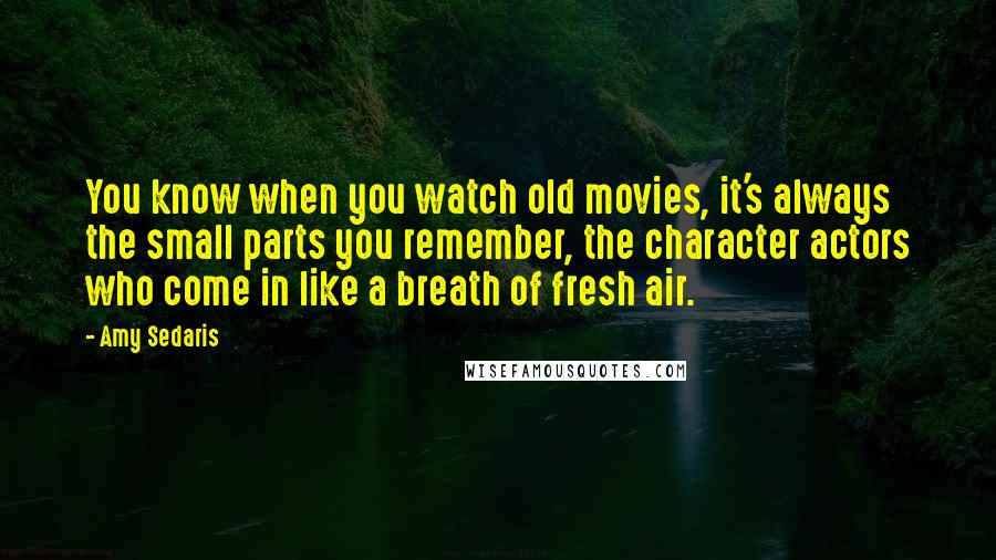 Amy Sedaris Quotes: You know when you watch old movies, it's always the small parts you remember, the character actors who come in like a breath of fresh air.