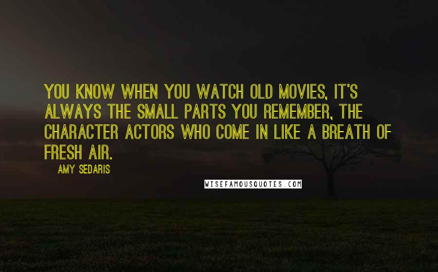 Amy Sedaris Quotes: You know when you watch old movies, it's always the small parts you remember, the character actors who come in like a breath of fresh air.
