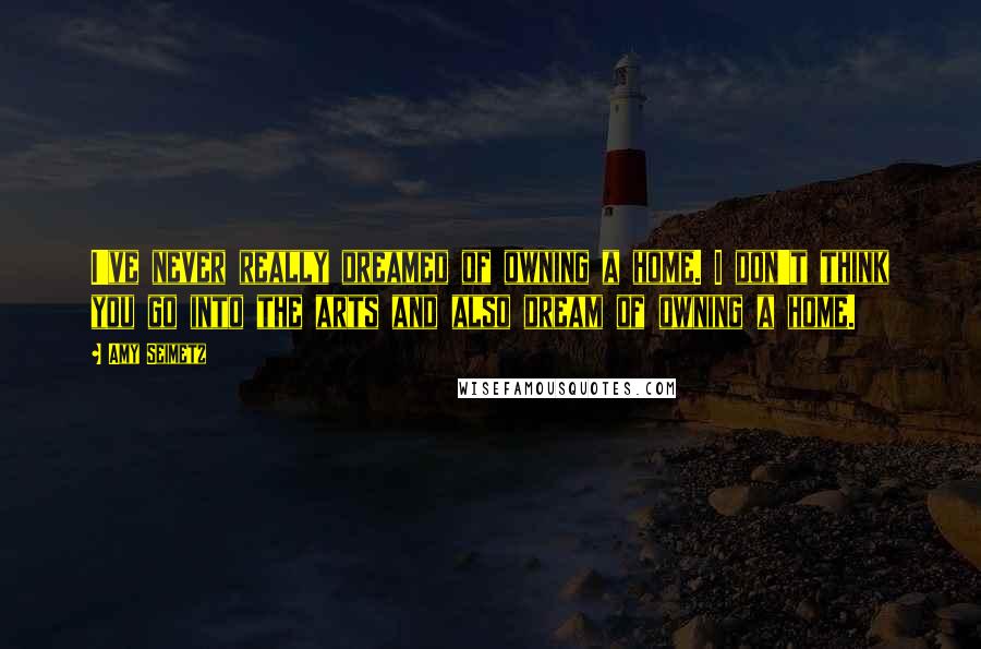 Amy Seimetz Quotes: I've never really dreamed of owning a home. I don't think you go into the arts and also dream of owning a home.