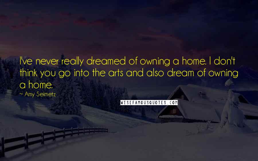 Amy Seimetz Quotes: I've never really dreamed of owning a home. I don't think you go into the arts and also dream of owning a home.