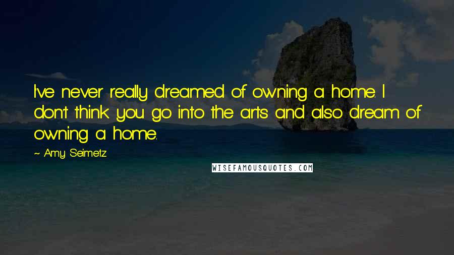 Amy Seimetz Quotes: I've never really dreamed of owning a home. I don't think you go into the arts and also dream of owning a home.