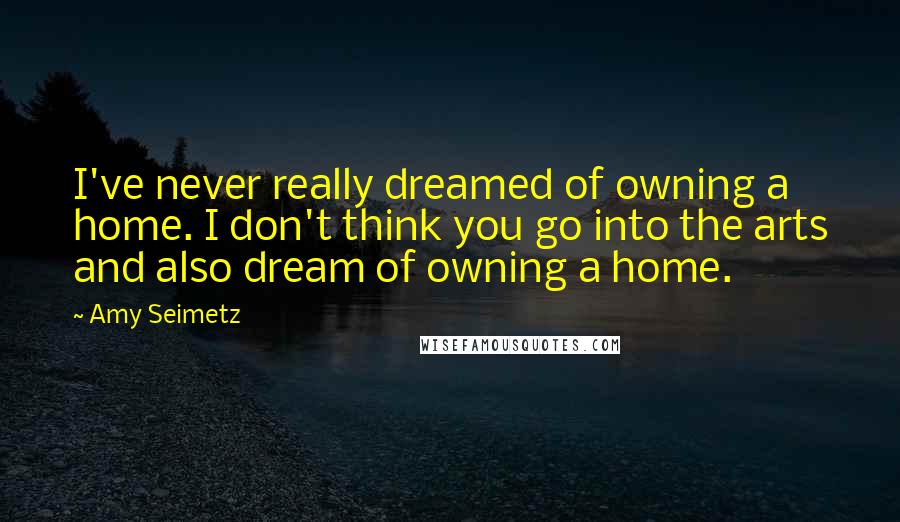 Amy Seimetz Quotes: I've never really dreamed of owning a home. I don't think you go into the arts and also dream of owning a home.