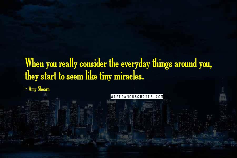 Amy Shearn Quotes: When you really consider the everyday things around you, they start to seem like tiny miracles.