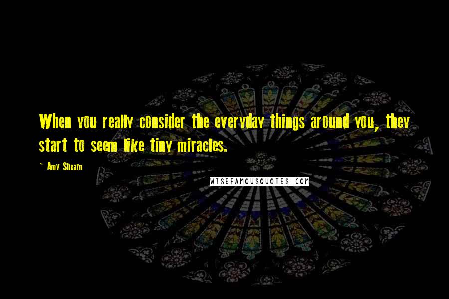 Amy Shearn Quotes: When you really consider the everyday things around you, they start to seem like tiny miracles.
