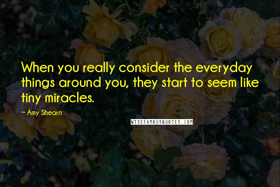 Amy Shearn Quotes: When you really consider the everyday things around you, they start to seem like tiny miracles.