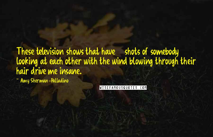 Amy Sherman-Palladino Quotes: These television shows that have 14 shots of somebody looking at each other with the wind blowing through their hair drive me insane.