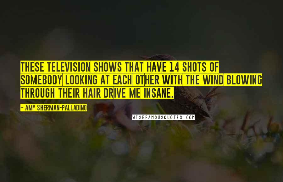 Amy Sherman-Palladino Quotes: These television shows that have 14 shots of somebody looking at each other with the wind blowing through their hair drive me insane.