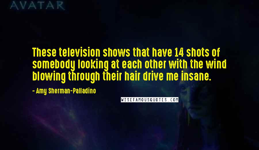 Amy Sherman-Palladino Quotes: These television shows that have 14 shots of somebody looking at each other with the wind blowing through their hair drive me insane.