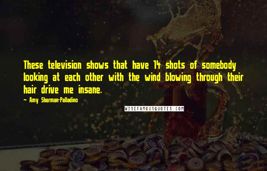 Amy Sherman-Palladino Quotes: These television shows that have 14 shots of somebody looking at each other with the wind blowing through their hair drive me insane.
