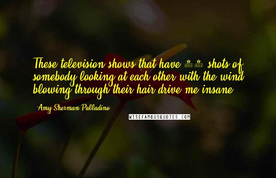 Amy Sherman-Palladino Quotes: These television shows that have 14 shots of somebody looking at each other with the wind blowing through their hair drive me insane.