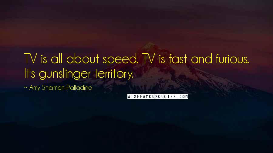 Amy Sherman-Palladino Quotes: TV is all about speed. TV is fast and furious. It's gunslinger territory.