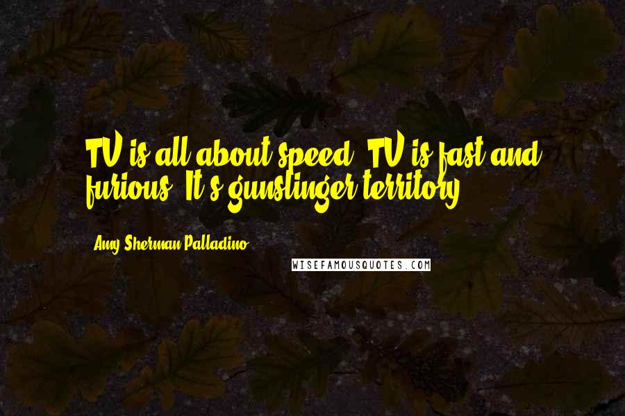 Amy Sherman-Palladino Quotes: TV is all about speed. TV is fast and furious. It's gunslinger territory.