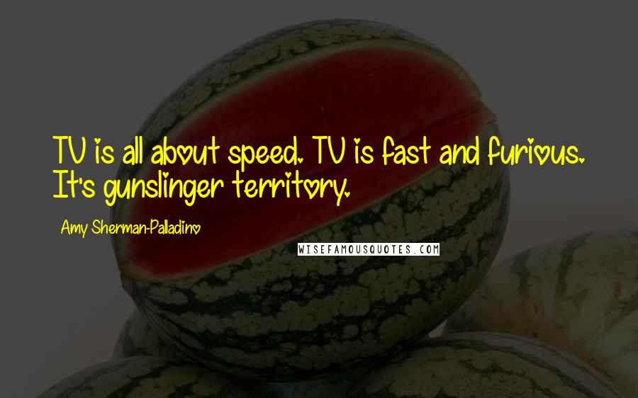 Amy Sherman-Palladino Quotes: TV is all about speed. TV is fast and furious. It's gunslinger territory.