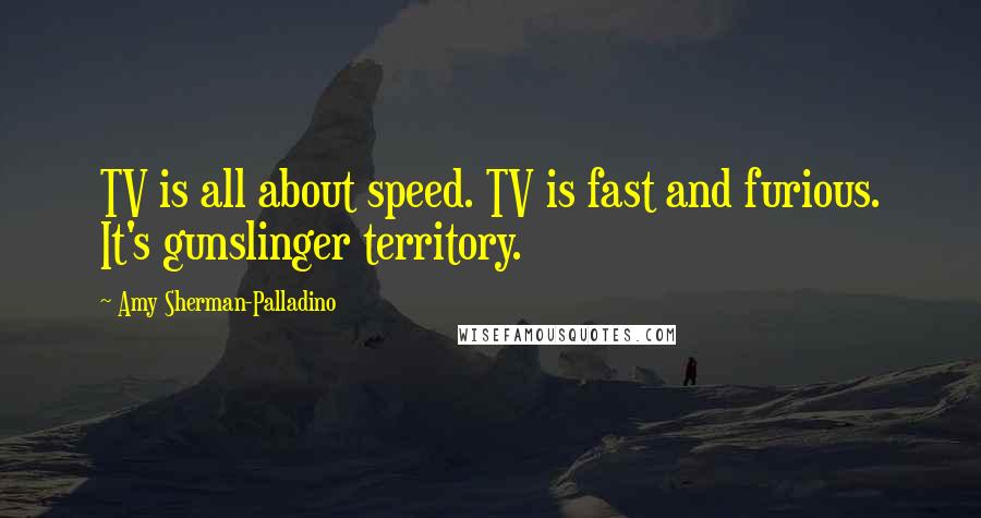 Amy Sherman-Palladino Quotes: TV is all about speed. TV is fast and furious. It's gunslinger territory.