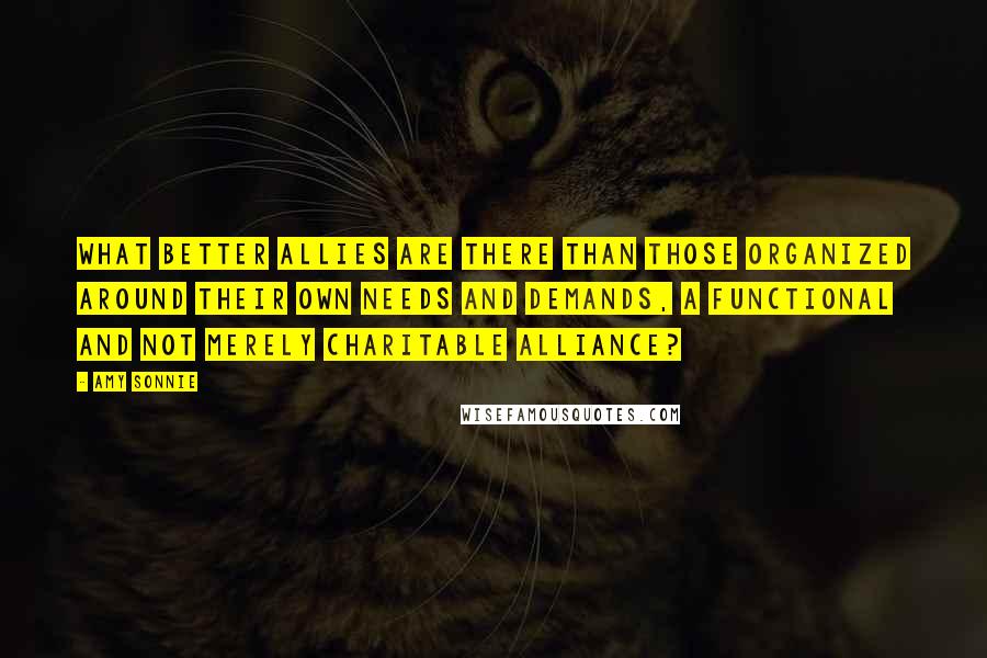 Amy Sonnie Quotes: What better allies are there than those organized around their own needs and demands, a functional and not merely charitable alliance?