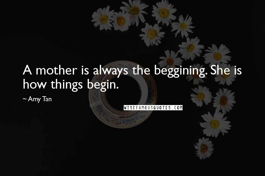 Amy Tan Quotes: A mother is always the beggining. She is how things begin.