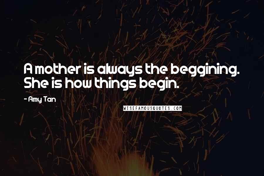Amy Tan Quotes: A mother is always the beggining. She is how things begin.
