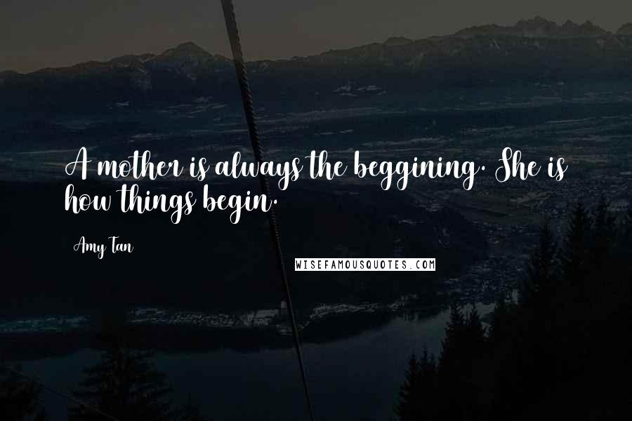 Amy Tan Quotes: A mother is always the beggining. She is how things begin.