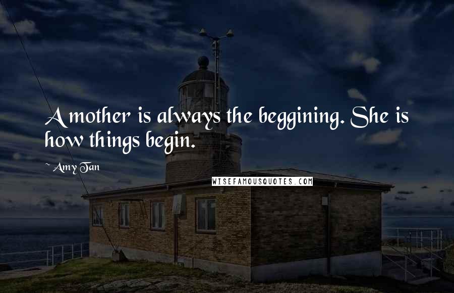 Amy Tan Quotes: A mother is always the beggining. She is how things begin.